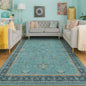 Washable 5x8 Teal Rug for Living Room, Boho Area Rugs for Bedroom Under Bed, Modern Floral Low-Pile Non Skid Carpet for Dining Room Under Table, Stain Resistant Vintage Home Décor