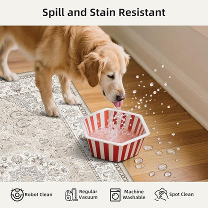 2-Piece Kitchen Runner Rug Set: Washable Non-Slip Floor Mats for Sink & Stove Cooking Area Soft Low Pile Water-Resistant Carpet for Dishwasher Fridge Fronts Durable Kitchen Island Mats(2x3+2x4,Beige)