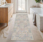 Hazo Haus Washable Bathroom Runner Rug 2x6 - Long Runner Rugs for Laundry Room, Bedroom, 24 x 72 Kitchen Floor Mat - Non Slip Vintage Design Décor, Beige Blue