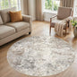 UERMEI 6ft Round Area Rug Living Room Rugs - 6x6 Washable Neutral Modern Abstract Soft Thin Rug Indoor Floor No Slip Rug Carpet for Bedroom Under Dining Table Home Office Decor - Brown Grey