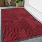 Smiry Front Door Mat Outside Entrance, Heavy Duty Sturdy Natural Rubber Doormat, Trap Dirt and Moisture, Easy Clean Low Profile Mats for Indoor Outdoor Entry, Irregular Triangle (71x47, Wine Red)
