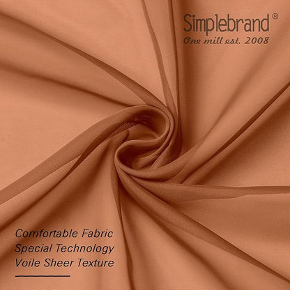 Simplebrand Orange Sheer Curtains 96 Inches Long, Light Filtering Rod Pocket Solid Color Window Sheer Curtain Panels, Elegant Curtains & Drapes for Living Room, Bedroom 2 Panels, 42" W x 96" L