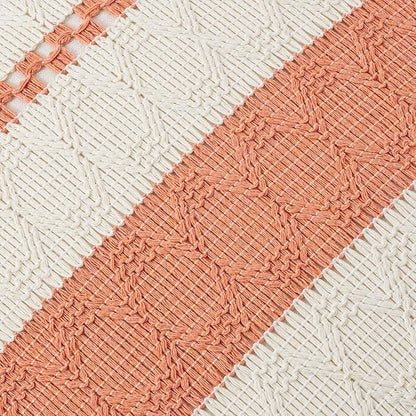 Fancy Homi Set of 1 Boho Coral Decorative Throw Pillow Cover 16x16 Inch for Couch Bed Sofa, Aesthetic Modern Organic Farmhouse Home Decor, Soft Cotton Cute Accent Macrame Woven Cushion Case