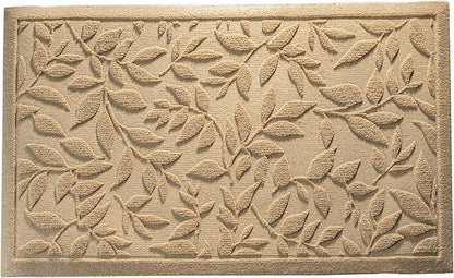 Beige Leaves Outdoor Indoor Entrance Doormats, Absorbent Durable Heavy Duty Welcome Front Door Mat,Thick Natural Rubber Back,Easy Clean Entryway Mat 17x30 Inch, Low Profile