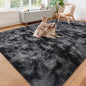 Black Grey Tie-Dyed Rug for Living Room 8x10 Fluffy Area Rug Mat Bedside Throw Rug for Bedroom Kids Room Boys Teens Nursery Baby Dorm Office Home Decor Aesthetic Carpets