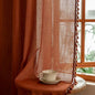 MYSKY HOME Semi Sheer Short Macrame Curtains for Window Treatment,Bohemian Country Home Decor Light Filtering Privacy Protect Back Tab Drapes，50" W×63" L, Terracotta, 2 Pieces