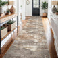 2'6''x14' Washable Kitchen Runner Rug: Modern Abstract Runners for Hallway Soft Non Slip Rugs with Rubber Backing Low Pile Thin Floor Carpet for Entryway Bedroom Bathroom Indoor(Brown/Brick,2'6''x14')