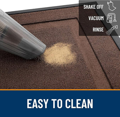 OLANLY Front Door Mat Indoor Outdoor Entrance, Waterproof All-Season, All-Weather Doormat, Sturdy Natural Rubber, Low Profile, Easy Clean Patio Porch Entryway Mat, 33x21, Chocolate Brown