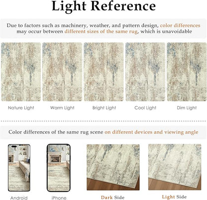 2x6 Runner Rug Washable Beige Brown Abstract Modern Neutral Hallway Carpet Non Slip Low Pile Indoor Kitchen Carpet Contemporary Aesthetic Long Rug Bathroom Bedroom Laundry