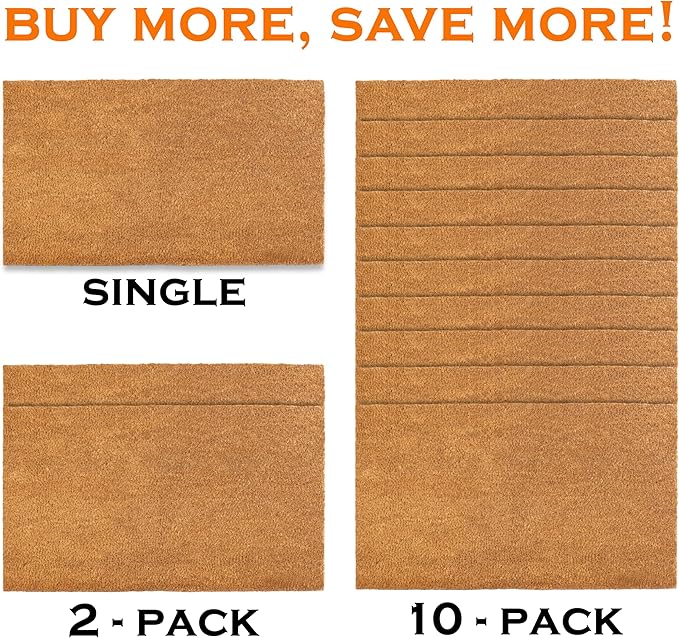 MAINEVENT Plain Coir Doormat Bulk 30x17 Inch, 2 Pack Door Mat Coir Outdoor w/Non-Slip PVC Backing, Blank Welcome Mat