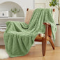 EXQ Home Fleece Throw Blanket for Couch or Bed - 3D Imitation Turtle Shell Jacquard Decorative Blankets - Cozy Soft Lightweight Fuzzy Flannel Blanket Suitable for All Seasons(50"×60",Sage Green)