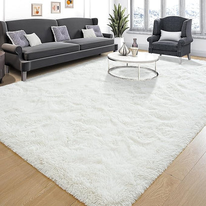 Tepook Super Soft Fluffy Rug for Bedroom, Modern Shaggy Fuzzy Kids Rugs for Living Room, Plush Indoor Nursery Home Decor Dorm Carpet with Non-Slip Bottom, Cream White, 3 X 5 Feet