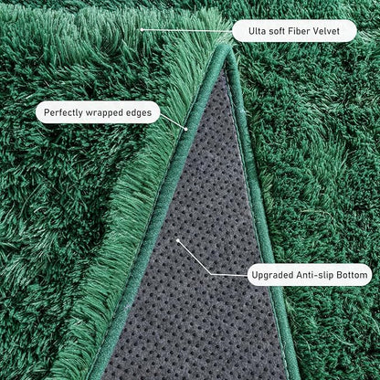 Small Area Rug, 2x3 Rug for Bedroom Shaggy Throw Rugs for Dorm Rug, Soft Shag Carpet for Kids Room, Plush Comfy Fluffy Bedside Rug for Home Decor Aesthetic, Blackish Green