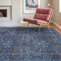 Washable Dark Blue Rug for Living Room - 9x12 Large Area Rug for Dining Room Under Table, Bedroom, Soft Low Pile Non-Slip Stain Resistant Carpet - Vintage Navy Floral Design