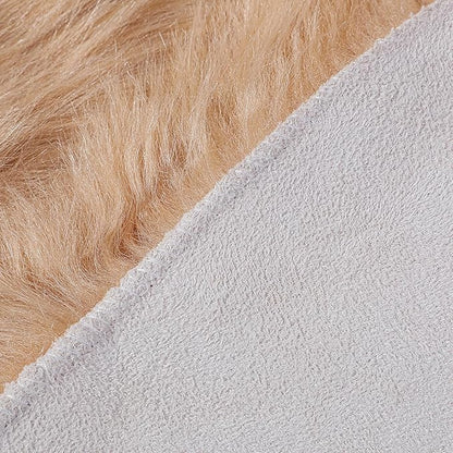 linmopm Faux Fur Rug Sheepskin Shag Fluffy Fuzzy Beige 5x7 ft Rugs for Bedroom Bedside Bed Floor Living Room Plush Rectangle High-Density Cushion Carpet Super Sofa Cover