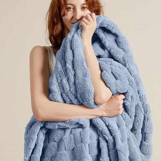 Bedsure GentleSoft Ashley Blue Throw Blanket for Couch - Super Soft Cozy Blankets Gifts for Kids Girls, Cute Small Fleece Throws for Bedroom Home Decor, 50x70 Inches