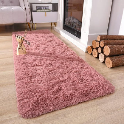 Chicrug Soft Runner Rug for Bedroom Living Room Plush Fluffy Rug 2x8 Feet, Shag Furry Runner Carpet Non Shedding for Nursery Children Kids Girls Room Home Decorative, Blush