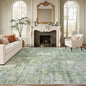 9x12 Area Rugs for Living Room, Non-Slip Machine Washable Vintage Rugs, Abstract Low Pile Lightweight Large Rug for Bedroom, Dining Room, Home Office Green Ivory