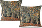 Rustic Autumn Forest Pillow Covers 18x18 Set of 2, Fall Home Room Decor, Vintage Botanical Nature William Morris Inspired Decorative Throw Pillow Covers for Home Bedroom Living Room