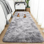 Tepook Fluffy Runner Rugs for Bedroom Aesthetic 2x6 Feet, Shag Soft Bedside Rug with Non-Slip Bottom, Fuzzy Plush Carpet for Room, Hallway Rug for Nursery Dorm Indoor Home Decor, Tie-dye Light Grey