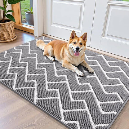 OLANLY Front Door Mat, Non-Slip Rubber Backing, Dirt Resistant and Absorbent, Washable, Easy to Clean Low-Profile Indoor Doormat for Back Door, Entryway, Inside Entrance, 40x32, Grey