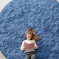 OLANLY Blue Round Rugs for Bedroom - Machine Washable, 9 ft Circle Area Rugs for Living Room, Soft and Fluffy Shaggy Carpet for Teen Girl and Boys, Nursery Rooms, Dorms, Home Decor Aesthetic