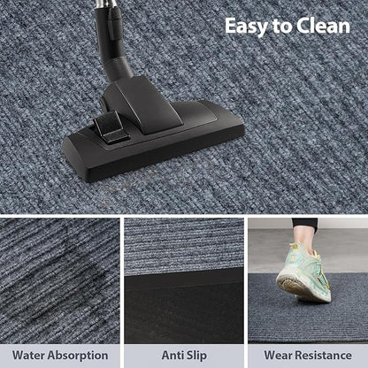 MYOYAY Carpet Runner, 3ft x 10ft Hallway Runner with PVC Non-Slip Backing Indoor Outdoor Floor Mat Area Rugs for Kitchen Balconies Living Room Dining Room Decks Patio (Gray)