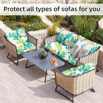 8Pcs Stretch Patio Cushion Covers,Outdoor Couch Covers Replacement,Outdoor Couch & Sofa Slipcovers,for Patio Furniture Cushion Covers,Washable Reusable urniture Protector(Leopard,8PCS)