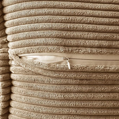 MIULEE Decorative Throw Pillow Covers for Couch Bed Livingroom 12x12 Inch Set of 2 Khaki Boho Accent Throw Pllows Broadside Striped Patchwork Soft Corduroy Pillowcases