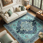 RELEANY Area Rugs Square 6ft Washable Non-Slip, Floral Vintage Distress Print Pattern Medallion Carpet for Living Room Bedroom Dining Room, Teal Green Lake Blue Turquoise
