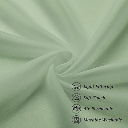 Chyhomenyc Sage Green Sheer Curtains 54 Inch Long 2 Panels Set, Short Rod Pocket Voile Drapes for Dinning Small Windows Bathroom Living Room Bedroom, Each 42Wx54L in, 2PCS, Sage Green