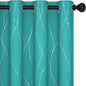 Deconovo Blackout Curtains for Sliding Door, Thermal Insulated Soundproof Drapes with Wave Dots Foil Print, 52 x 108 Inch, Set of 2, Machine Washable Window Curtain for Bedroom Living Room, Turquoise