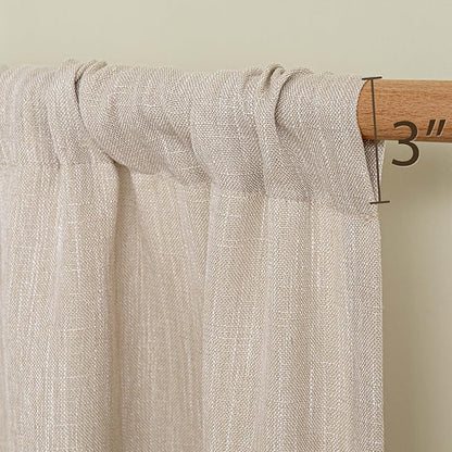 MYSKY HOME Semi Sheer Light Oatmeal Curtains 36 Inches Long for Kitchen 2 Panels, Light Filtering Cream Tiers Curtains Rod Pocket Neutral Window Drapes for Bathroom/Cafe/Basement, Taupe, 34 x 36 Inch