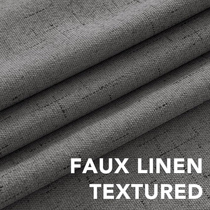 H.VERSAILTEX Linen Blackout Curtains 72 Inches Long 100% Absolutely Blackout Thermal Insulated Textured Linen Look Curtain Draperies Anti-Rust Grommet, Energy Saving with White Liner, 2 Panels, Grey