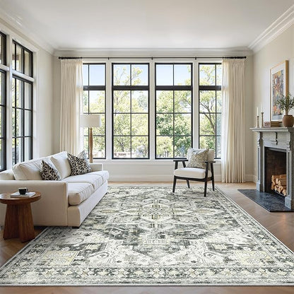 zesthome Area Rugs 6x9, Large Rugs for Living Room, Stain Resistant Washable Rug, Rugs for Bedroom with Non Slip Backing, Ultra-Thin Vintage 6x9 Area Rug