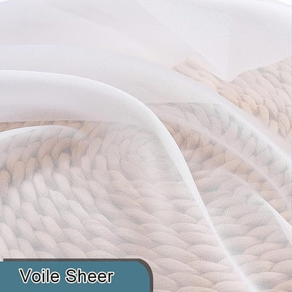 Lecloud Short Sheer Curtains 54 Inches Length 2 Panels, Light Filtering Voile Curtain Drapes for Half Window Kitchen Bedroom, Basic Rod Pocket Living Room Sheer Curtains, 40 W x 54 L Inches, White