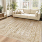 Washable Area Rug 5x7: Moroccan Rug for Living Room Geometric Boho Rug Farmhouse Non Slip Stain Resistant Rugs Low Pile Soft Carpet for Bedroom Dining Room Home Office Kids Room (Light Brown,5'x7')