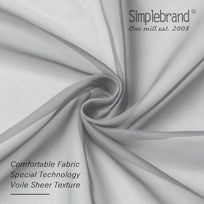 Simplebrand Light Grey Sheer Curtains 63 Inch Length 2 Panels, Rod Pocket Solid Color Window Sheer Curtain Panels, Elegant Curtains & Drapes for Living Room, Bedroom 2 Panels (42" W x 63" L)