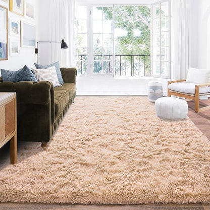 Camel Rugs for Bedroom, Soft Shaggy Modern Shag 4x6 Area Rug for Living Room, Upgrade Non-Slip Plush Fluffy Carpet for Kids Boys Girls Room Home Decor Aesthetic