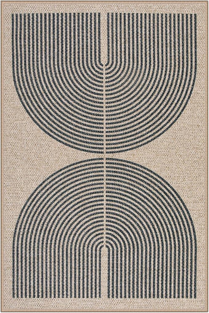 Lahome Enfys Rainbow Easy Jute Rug, 2x3 Farmhouse Kitchen Rugs Non Slip Washable Entryway Rug, Neutral Non Slip Non Shedding Low Pile Indoor Outdoor Door Mats for Porch Foyer