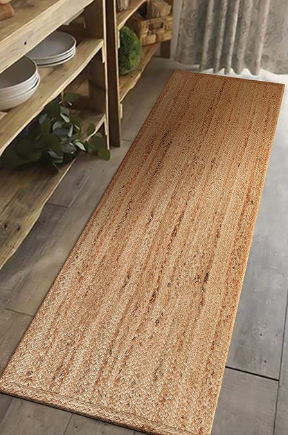 Hausattire Hand Woven Jute Braided Rug, 2'x6' – Natural, Reversible Boho Entry Area Rugs for Kitchen, Living Room I Farmhouse Indoor Outdoor Decorative Floor Rug, 24x72 Inches