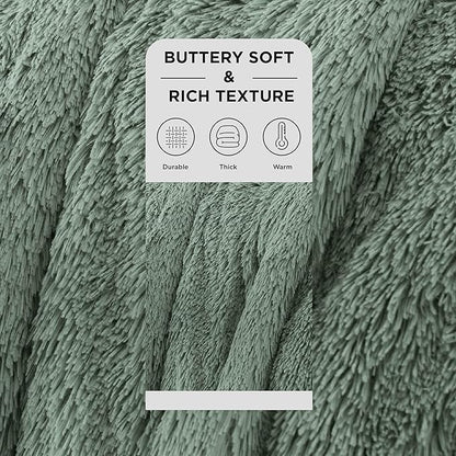 Bedsure GentleSoft Fluffy Sage Green King Size Blanket for Bed, Thick Soft Sherpa Faux Fur Fleece Bedding Fuzzy Plush Winter Warm Heavy Big Large King Blanket, Cozy Green Gifts for Men Women, 108x90