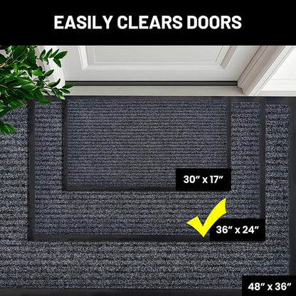 Sierra Concepts Front Door Mat Welcome Floor Mats - Entryway Indoor Outdoor Entrance Doormat, Patio, Porch, Muddy Shoe, Inside Outside Low Profile, 36x24 inches, 2-Pack Gray