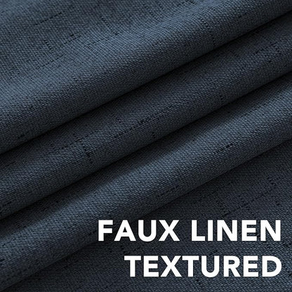 H.VERSAILTEX Blackout Curtains Durable Thick Textured 100% Blackout Patio Door Curtain Anti Rust Grommet Extra Wide Sliding Door Curtain Panel, W100 x L96 inch - Navy