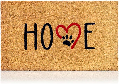 Dog Footprints - 17"x29" - Coir Door Mat with Heavy Duty Backing - Welcome Mats for Entryway, Porch - Anti-Slip PVC & Coconut Fiber Surface - Natural Home Accessories, Minimalist Original Design