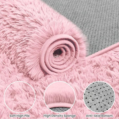 8x10 Area Rug for Living Room: Soft Fluffy Shag Pink Rugs for Bedroom, Non-Slip Large Fuzzy Plush Rug Indoor Floor Carpet for Nursery Kids Boys Girls Room, Dorms, Playroom, Modern Home Decor
