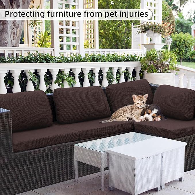 Outdoor Cushion Covers Set,8PCS Patio Furniture Couch Seat Slipcovers, Replacement for Sofa Sectional Chair(Cover，Only)