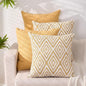 HPUK Decorative Throw Pillow Covers Set of 4 Geometric Design Linen Cushion Cover for Couch Sofa Living Room, 18"x18" inches, Ochre