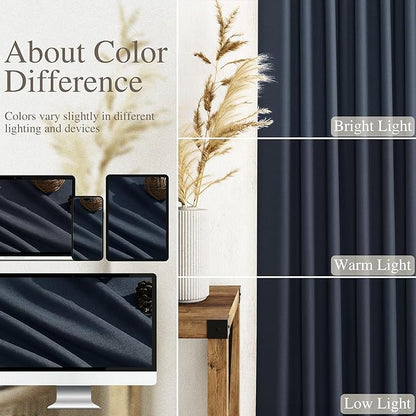 Vintage Blue Curtains 63 Inches Long 2 Panel Sets for Living Room Bedroom Light Filtering Linen Drapes for Kitchen Windows Rod Pocket Back Tab Short See Through Curtain Vintage Country Decor 52x63