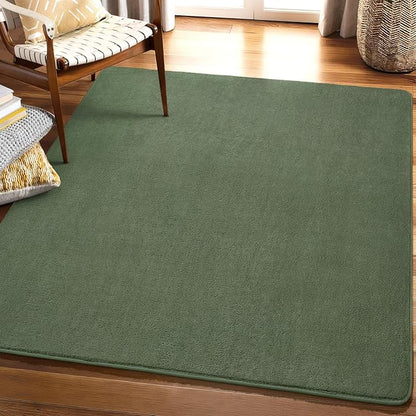 Amearea 4x4 Square Area Rugs for Bedroom Living Room, Sage Green Thickened Memory Foam Rug, Fluffy Indoor Washable Rug Non Slip Minimalist Carpet for Entryway Kids Boys Girls Dorm Nursery Room Decor